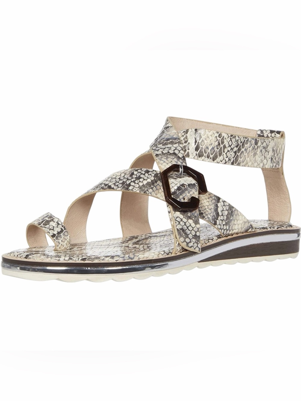 Louise Et Cie Esmond Snakeprint Leather Gladiator Toe Loop Sandals Shoes 7.5 38